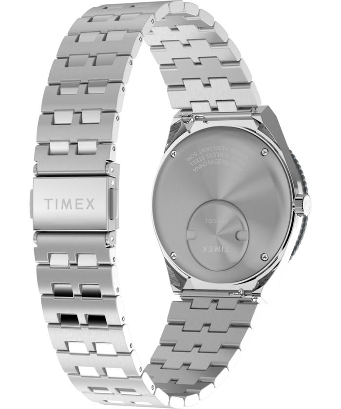 TW2V38000 Q Timex GMT 38mm Stainless Steel Bracelet Watch Caseback with Attachment Image