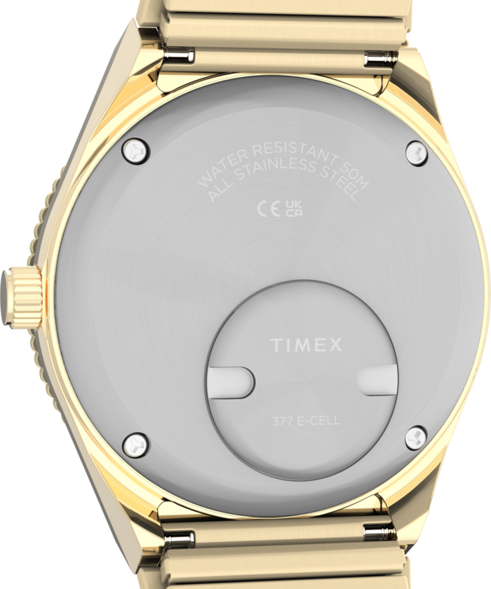 TW2Y57400 Q Timex® Mini 30mm Stainless Steel Expansion Band Watch  Caseback Image