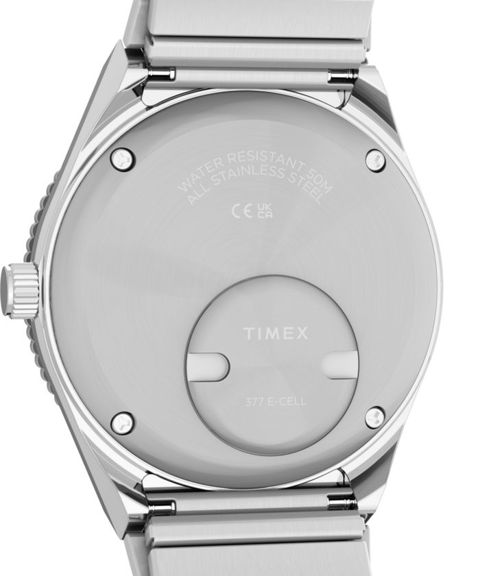 TW2Y77300 Q Timex® Mini 30mm Stainless Steel Expansion Band Watch  Caseback Image