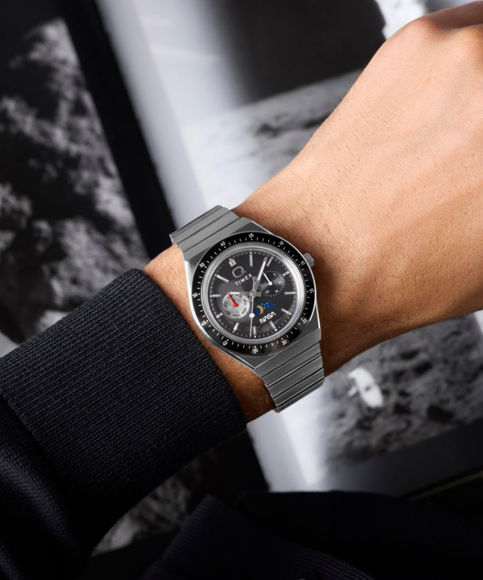 TW2Y56700 Q Timex NASA 40mm Stainless Steel Bracelet Watch Primary Wrist Image
