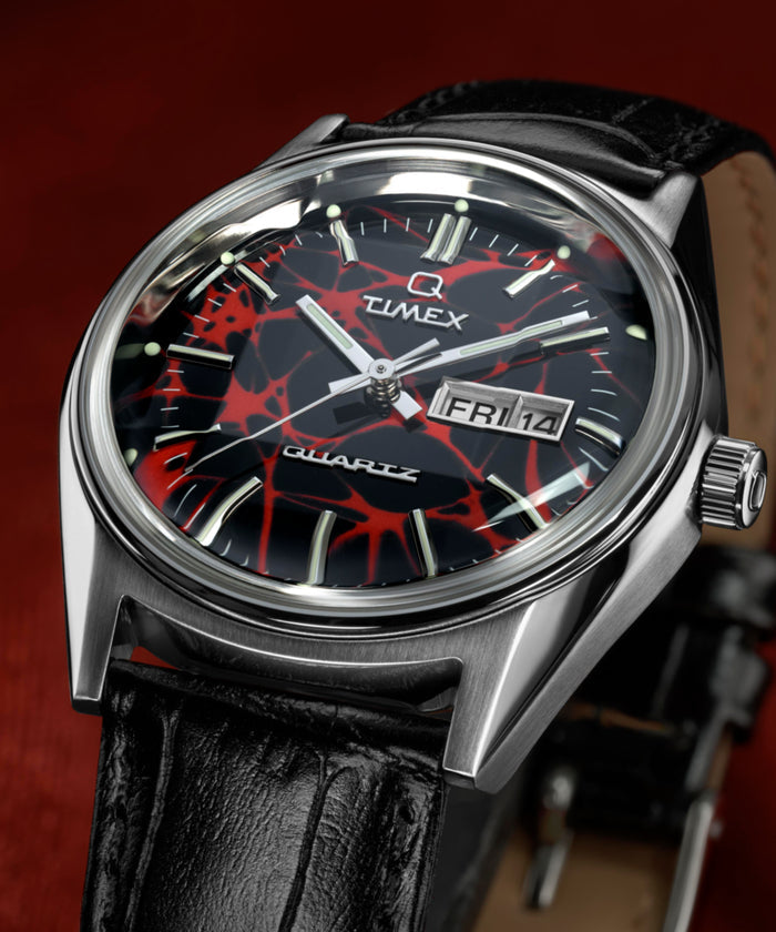 TW2Y55700 Q Timex Red Vega 1978 Reissue 38mm Leather Strap Watch Campaign Key Silhouettes (Beauty shots) Image
