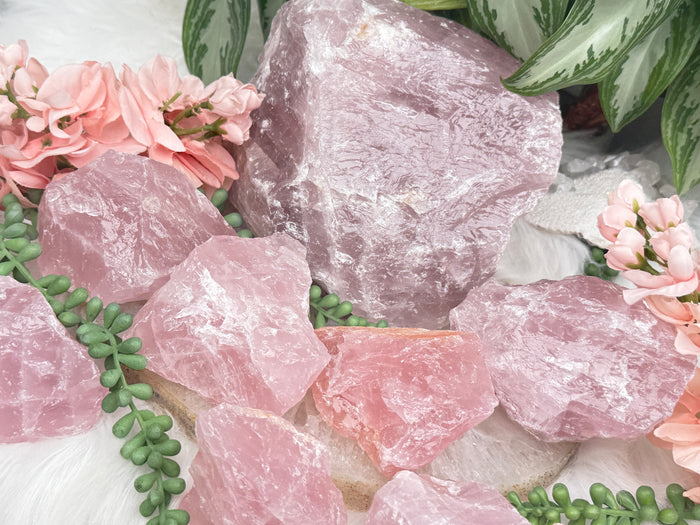 large-pink-raw-rose-quartz-crystals