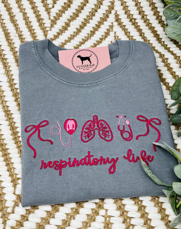 RESPIRATORY LIFE Embroidered T-shirt or Sweatshirt