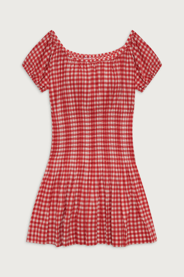 Sadie Gingham Mini Dress - Cherry Gingham