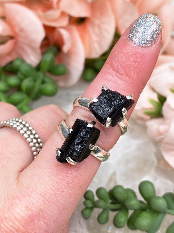 raw-black-tourmaline-sterling-silver-rings