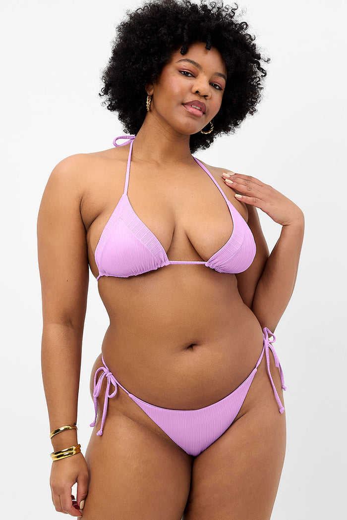 Sky Plissé String Bikini Bottom Wisteria Extended