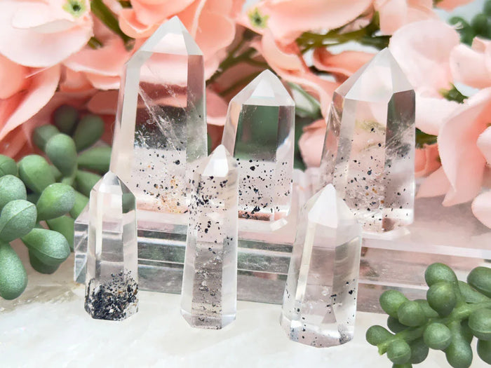 Sparkling Hematite Quartz Points