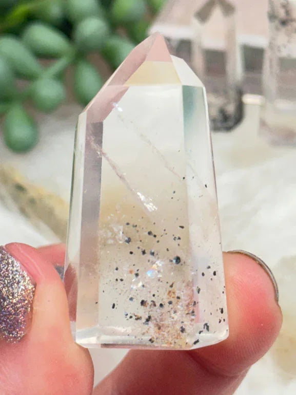 Sparkling Hematite Quartz Points