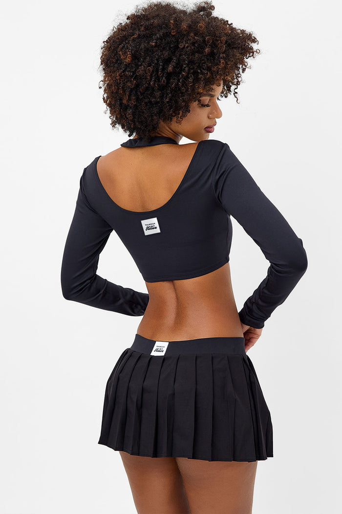 Speedy Black Long Sleeve Crop Top