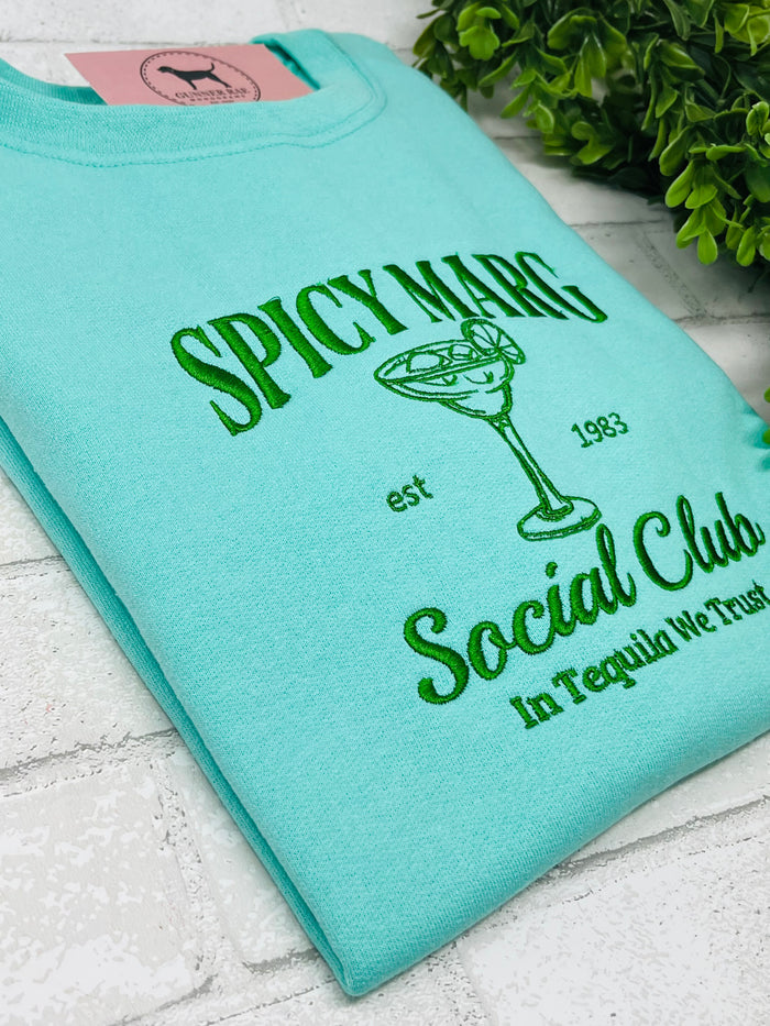 SPICY MARG SOCIAL CLUB Embroidered T-shirt or Sweatshirt