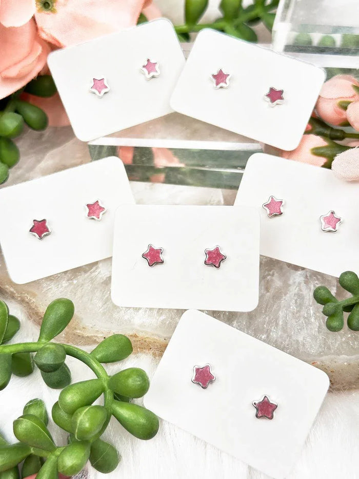 pink-thulite-star-earrings