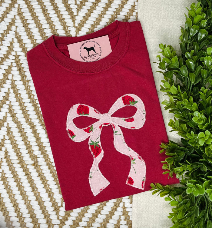Strawberry Bow Applique T-shirt or Sweatshirt