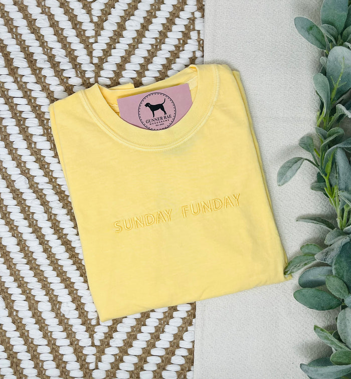 SUNDAY FUNDAY Custom Embroidered T-shirt or Sweatshirt