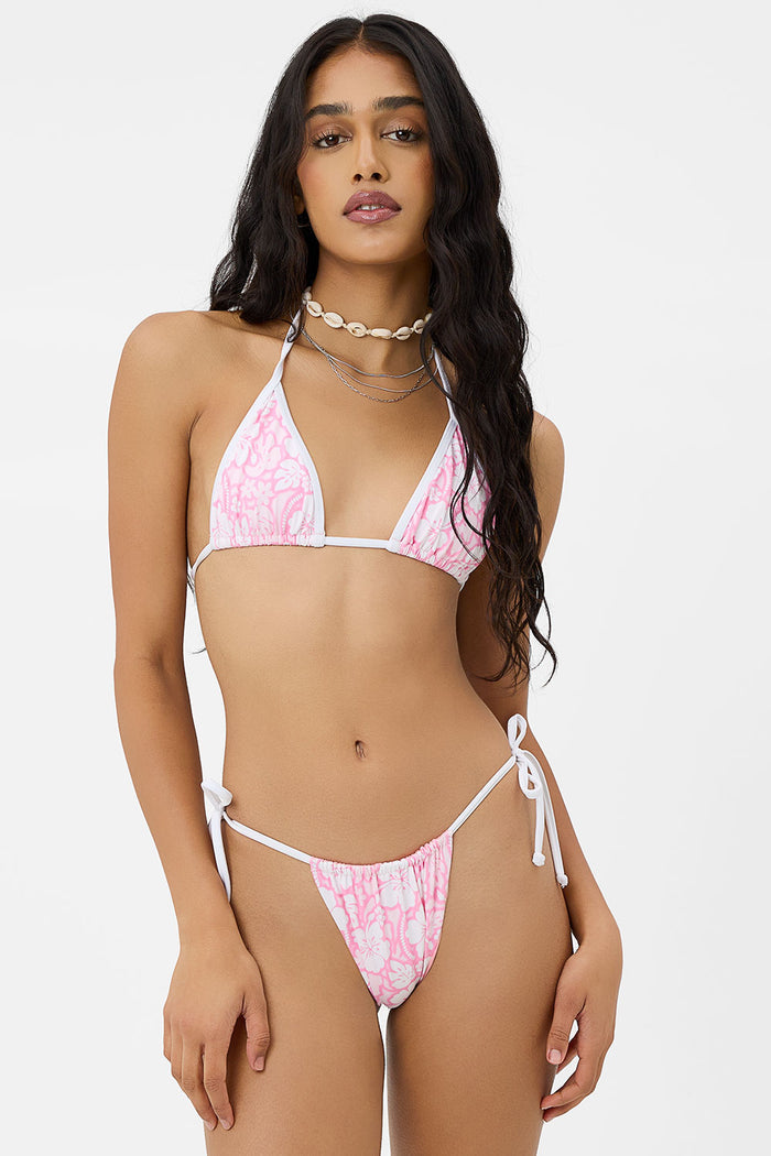 Tia Floral String Bikini Bottom Sand Sugar
