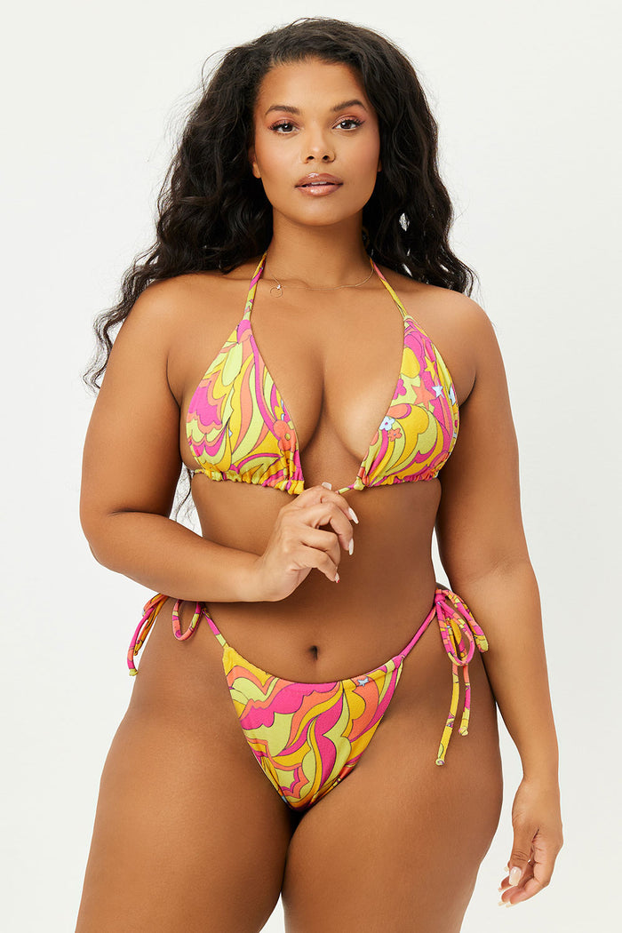 Tia Peace Terry Triangle String Bikini Top Extended