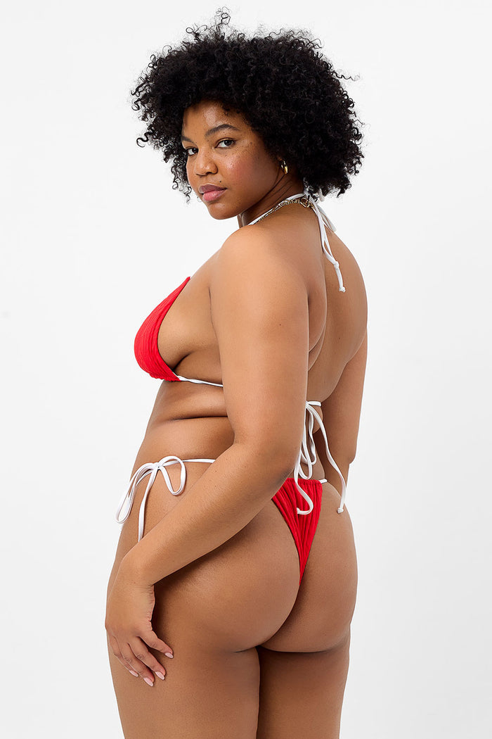 Tia Textured String Bikini Bottom Flame