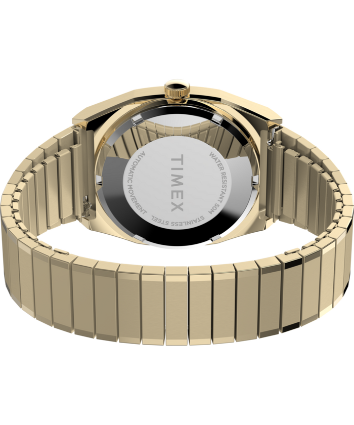 TW2Y07200 Timex® Automatic 1983 E Line Reissue 34mm Gold-Tone Expansion Band Watch Caseback with Attachment Image