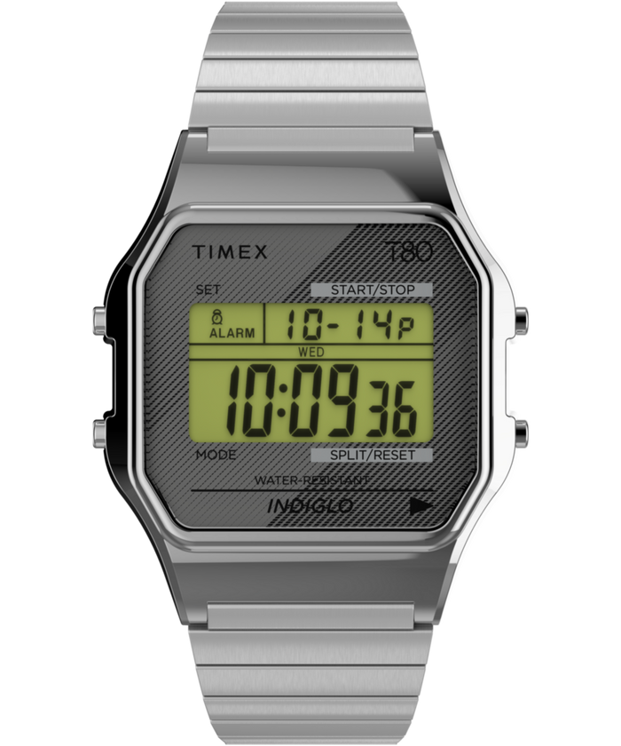 TW2R79100 Timex T80 34mm Stainless Steel Expansion Band Watch Primary Image