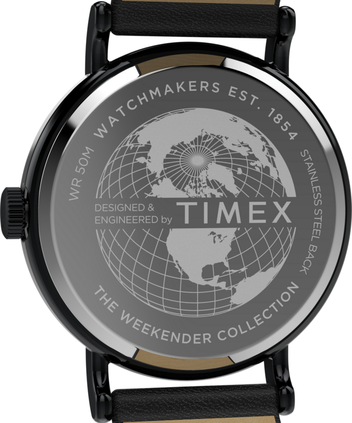 TW2Y15900 Timex Weekender Day of the Dead 40mm Leather Strap Watch Caseback Image
