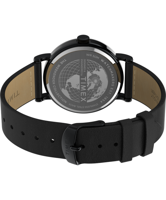 TW2Y15900 Timex Weekender Day of the Dead 40mm Leather Strap Watch Caseback with Attachment Image