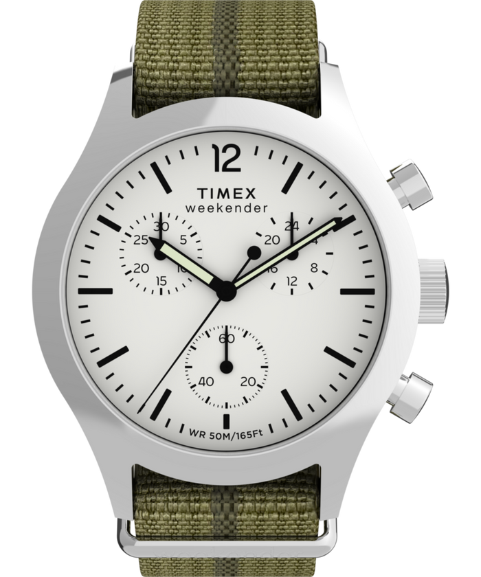 TW2Y15700 Timex Weekender New England Chronograph 40mm Eco-Conscious Fabric Strap Watch Primary Image
