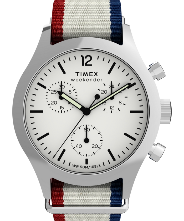 TW2Y15800 Timex Weekender New England Chronograph 40mm Eco-Conscious Fabric Strap Watch Primary Image