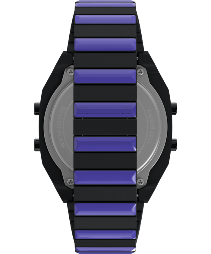 TW2Y19500 Timex x Wednesday T80 36mm Stainless Steel Black and Purple Expansion Band Watch Strap Image