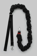 Braided dark strap with metal clips and adjustable belt ends