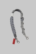 Macrame wrist strap with metal clips, braided in gray with adjustable clasp