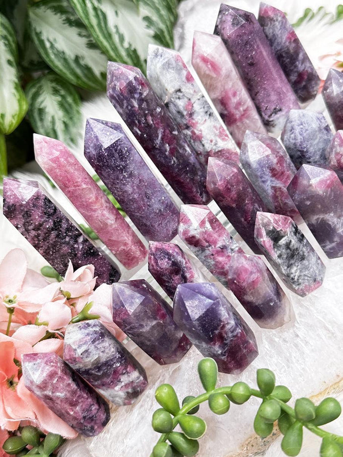 pink-tourmline-lepidolite-unicorn-stone-points