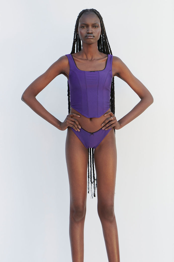 Victoria Shine Crop Top Candied Violet