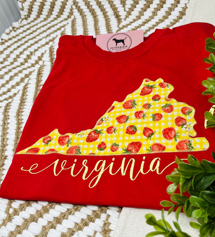 Virginia Strawberry Applique T-shirt or Sweatshirt