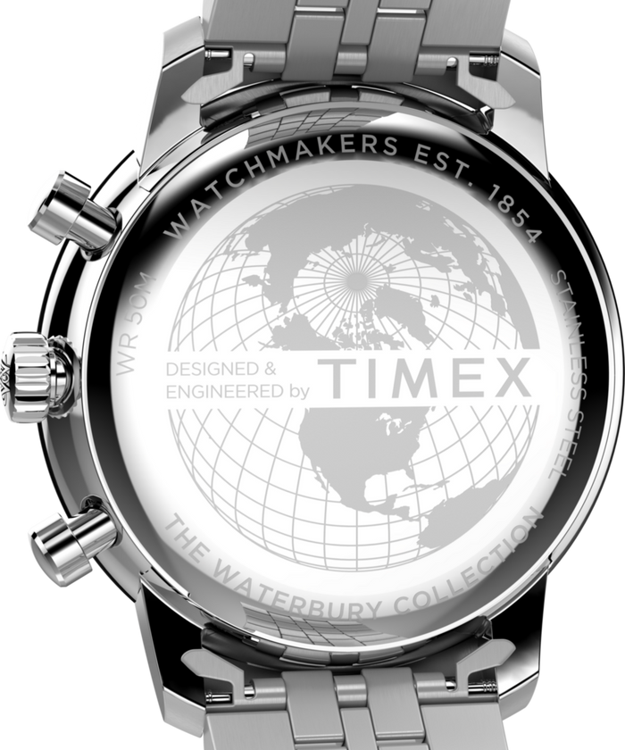 TW2Y23600 Waterbury Metropolitan Chronograph 41mm Stainless Steel Bracelet Watch Caseback Image