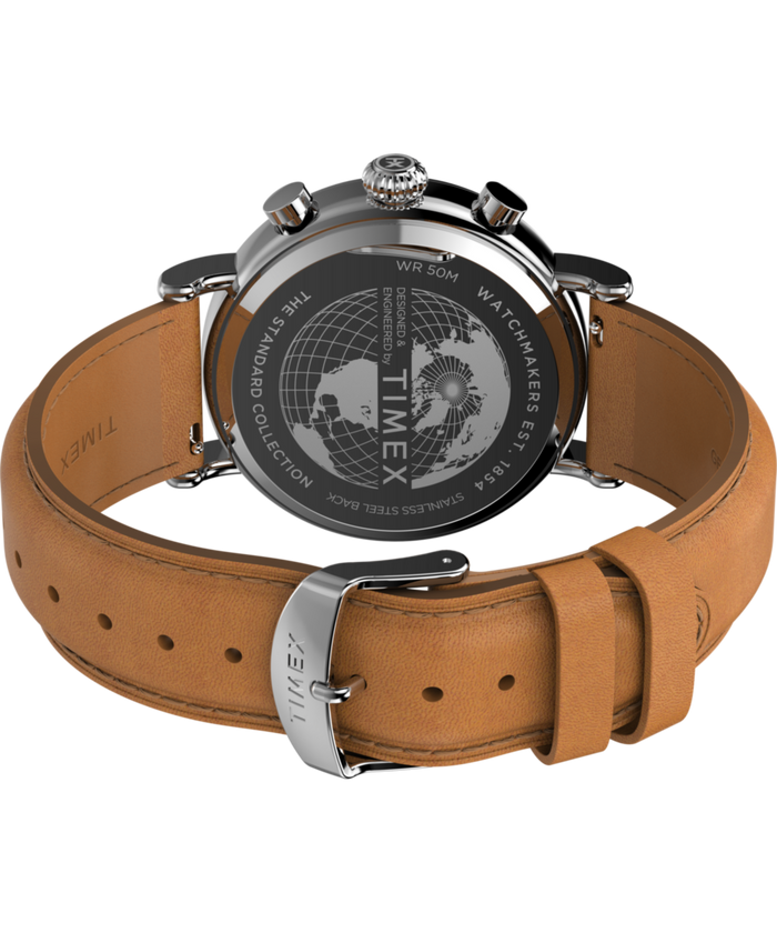 TW2W84500 Waterbury Standard Chronograph 41mm Leather Strap Watch Caseback with Attachment Image