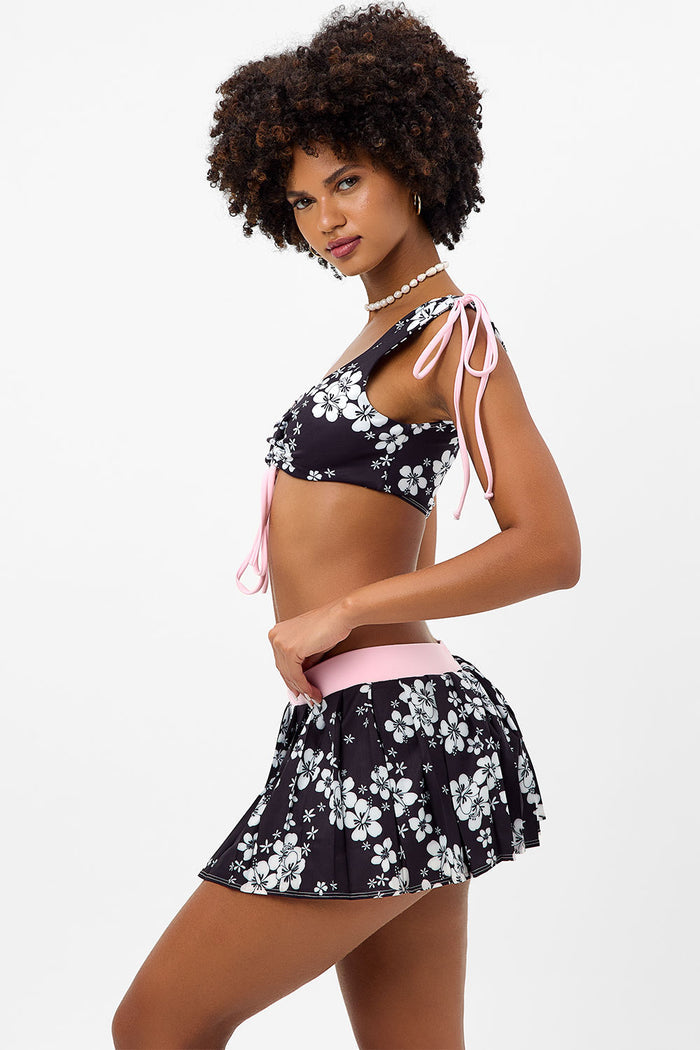 Windy Plush Plumeria Ruched Floral Crop Top