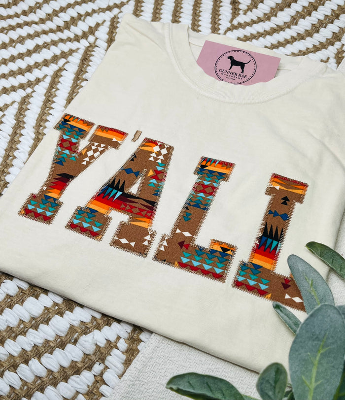 Y'ALL Applique Embroidered T-shirt or Sweatshirt (AZTEC)